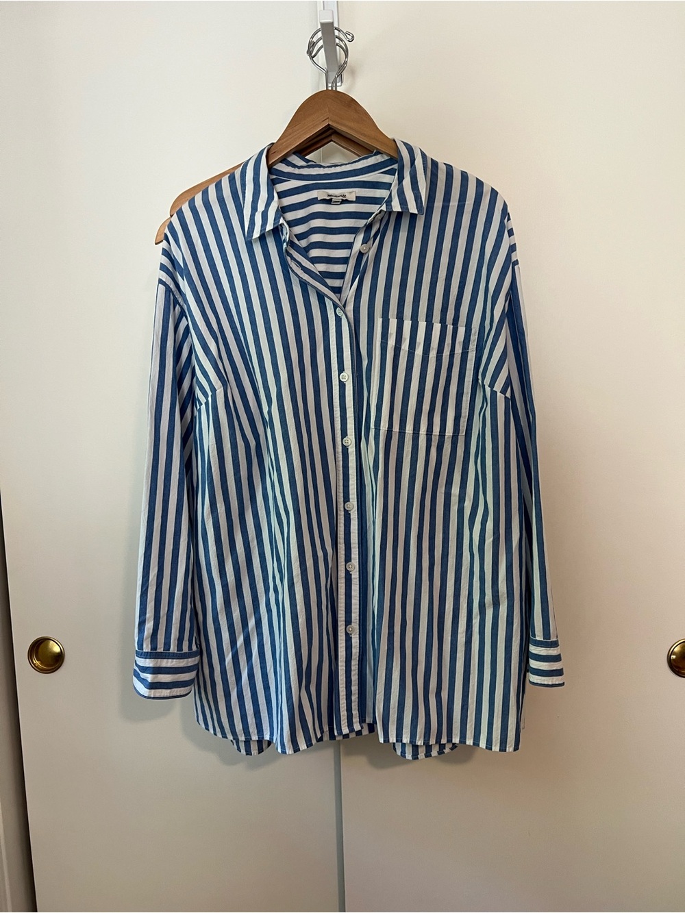 Madewell Poplin Oversized Button Down Shirt Stripes 2X